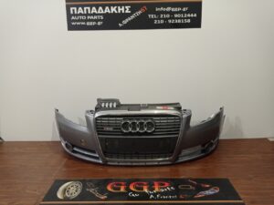 Audi	A4     2005-2008	Εμπρός Προφυλακτήρας – SLINE – Με Προβολείς – Αισθητήρες – Ασημί Σκούρο