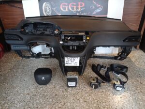 Αερόσακος (Airbag) κομπλέ Οδηγού (Αριστερό) και Συνοδηγού (Δεξί) με Ταμπλό Μαύρο / 2 Ζώνες / Peugeot 208 2012-2019
